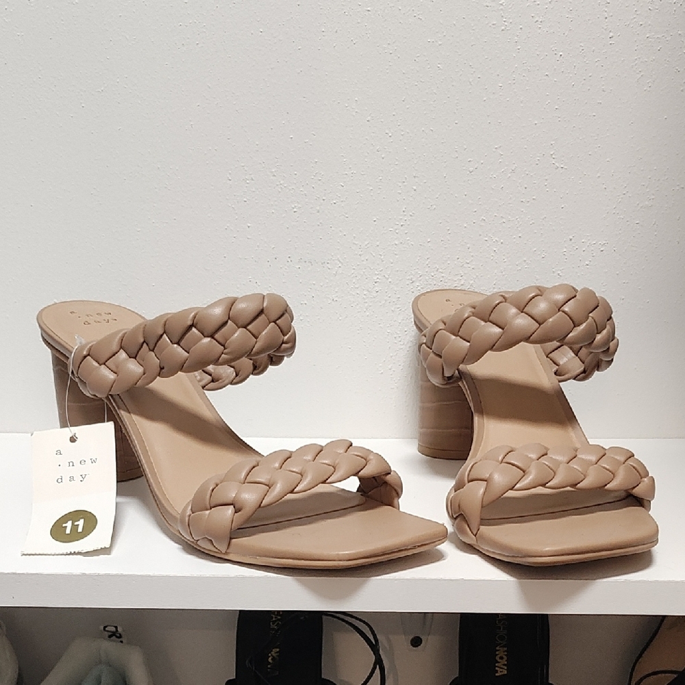 A New Day Women's Braided Tan Heels New With Tags